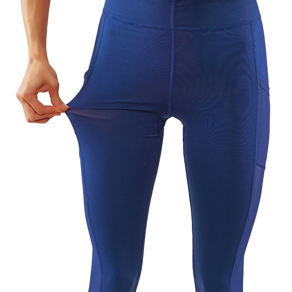 Yoga leggings with side mesh pockets Blue 56 - Picture 3 of 4